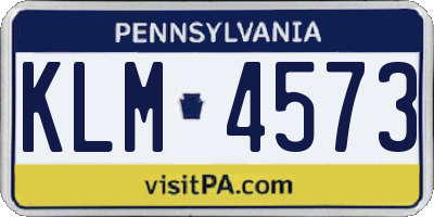 PA license plate KLM4573
