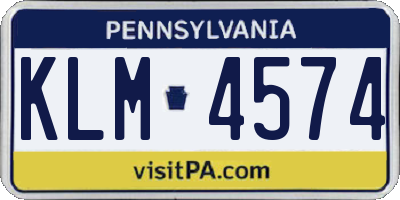 PA license plate KLM4574