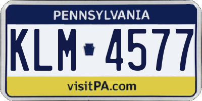 PA license plate KLM4577
