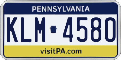 PA license plate KLM4580