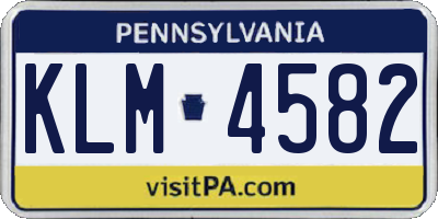 PA license plate KLM4582