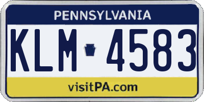 PA license plate KLM4583
