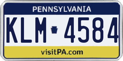 PA license plate KLM4584