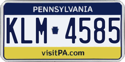 PA license plate KLM4585