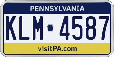 PA license plate KLM4587