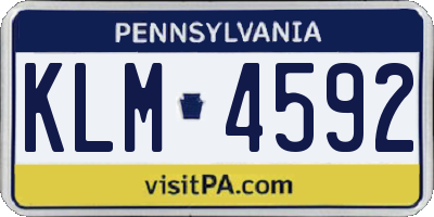 PA license plate KLM4592