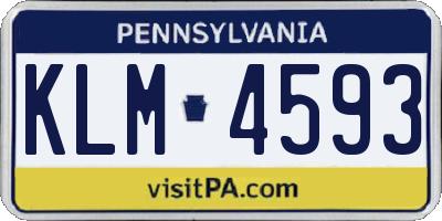 PA license plate KLM4593