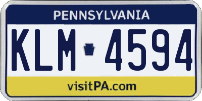 PA license plate KLM4594