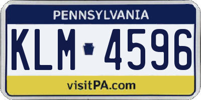 PA license plate KLM4596