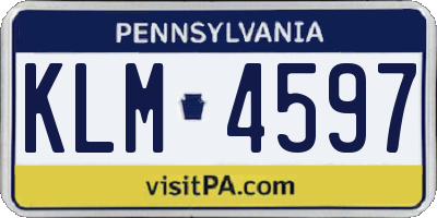 PA license plate KLM4597