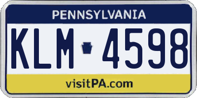 PA license plate KLM4598