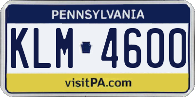 PA license plate KLM4600