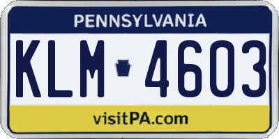 PA license plate KLM4603