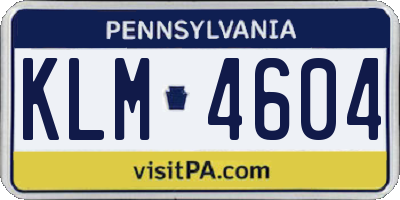 PA license plate KLM4604