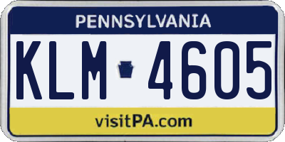 PA license plate KLM4605
