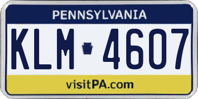 PA license plate KLM4607