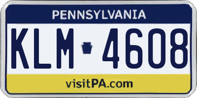 PA license plate KLM4608