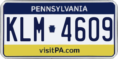 PA license plate KLM4609