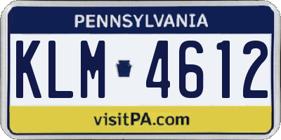 PA license plate KLM4612