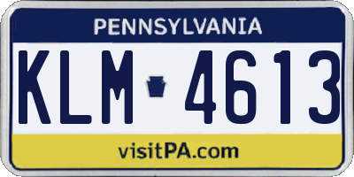 PA license plate KLM4613