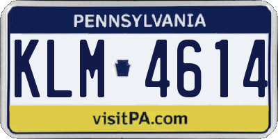 PA license plate KLM4614