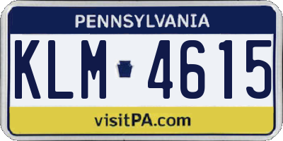 PA license plate KLM4615