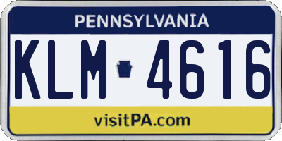 PA license plate KLM4616