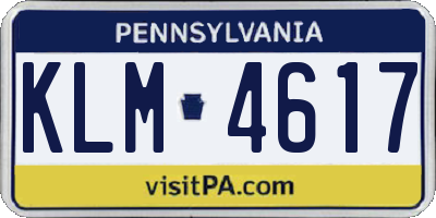 PA license plate KLM4617