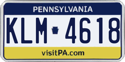 PA license plate KLM4618