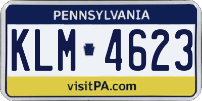 PA license plate KLM4623