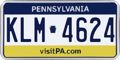 PA license plate KLM4624