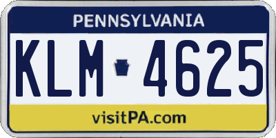 PA license plate KLM4625