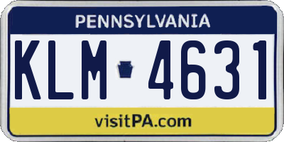 PA license plate KLM4631