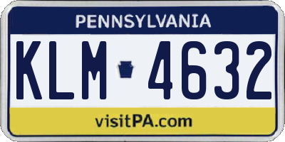 PA license plate KLM4632