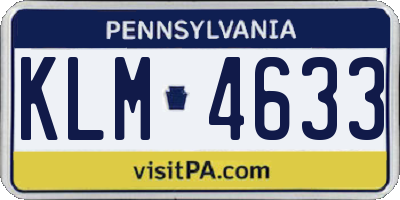 PA license plate KLM4633