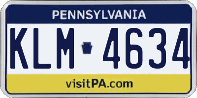 PA license plate KLM4634