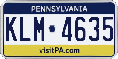 PA license plate KLM4635