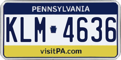 PA license plate KLM4636