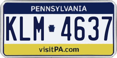 PA license plate KLM4637