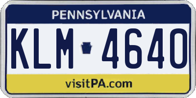 PA license plate KLM4640
