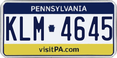 PA license plate KLM4645