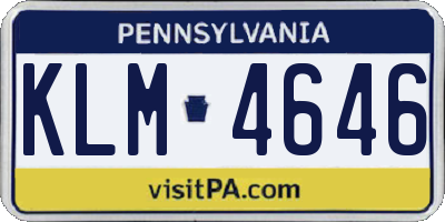 PA license plate KLM4646