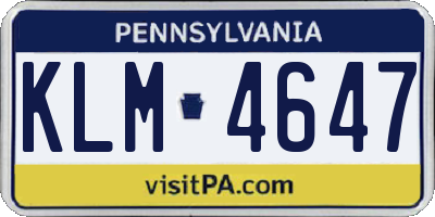 PA license plate KLM4647