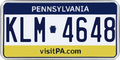 PA license plate KLM4648
