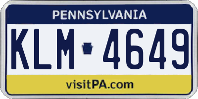 PA license plate KLM4649