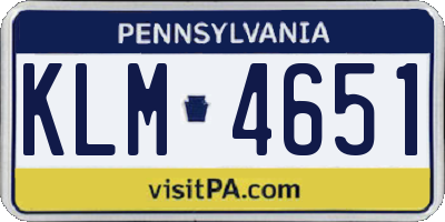 PA license plate KLM4651