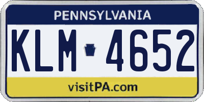 PA license plate KLM4652