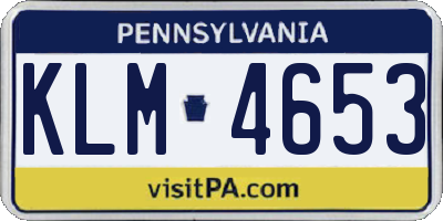 PA license plate KLM4653
