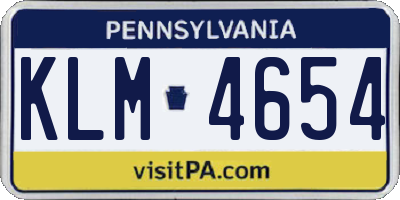 PA license plate KLM4654