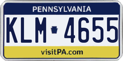 PA license plate KLM4655